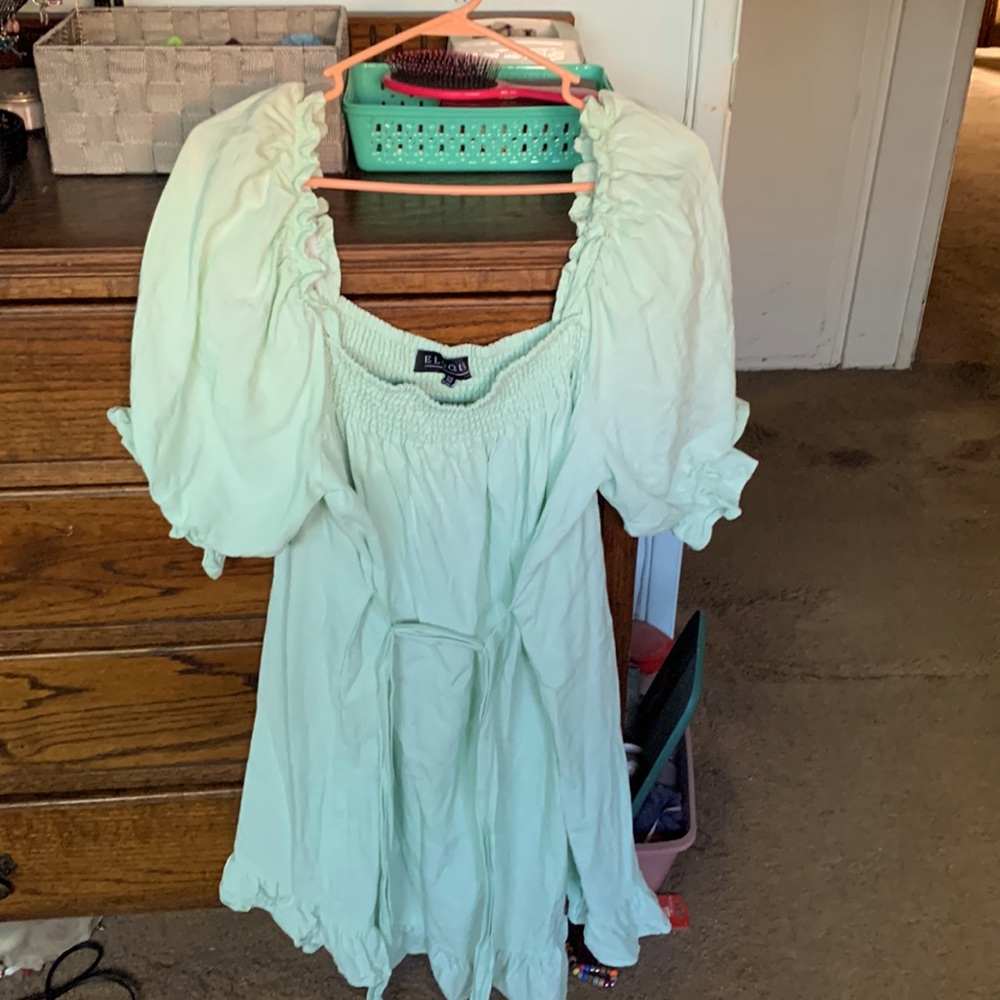 Eloquii mint green color ruffle short dress
